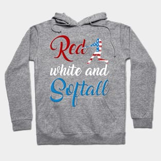 Patriotic Red, White, & Softball Fourth of July American Hoodie